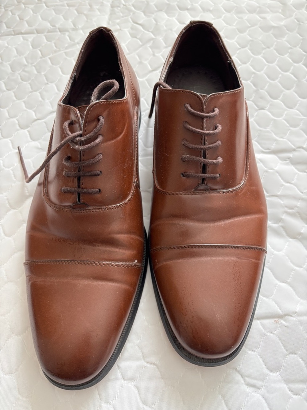 Unlisted Brown Leather Cap-Toe Derby Shoes